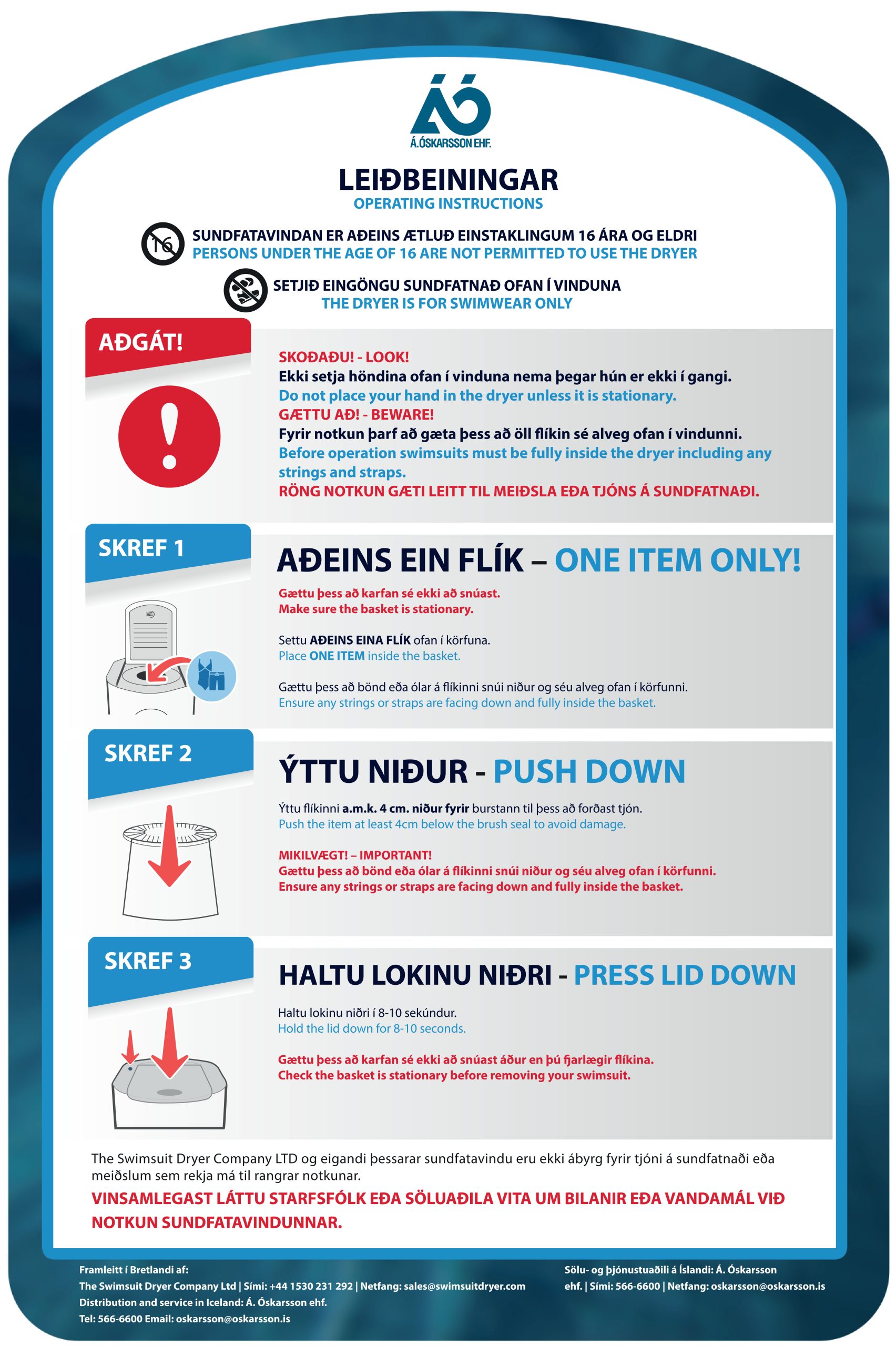 Sundfatavindur notkunarleiðbeiningar Sundfatavindur notkunarleiðbeiningar