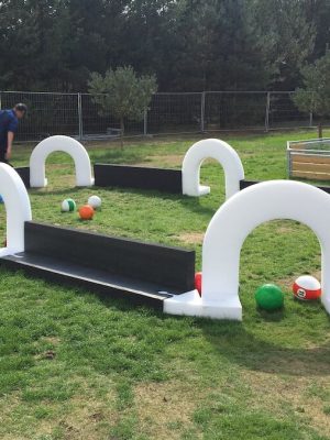 Safepitch fótboltavöllur fyrir sundlaug. Leiksvæði: 678 x 363 cm.