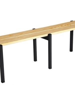 Bekkur úr furu, frístandandi, 350 cm, með 4 undirstöðum