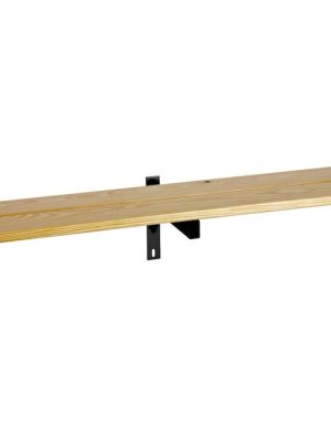 Veggfestur bekkur 200 cm, svartur með 3 veggstuðningum