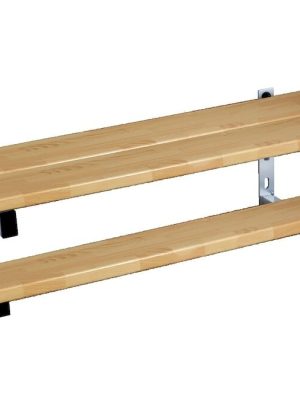 Veggfestur bekkur með skóhillu 250 cm með 3 veggstuðningum