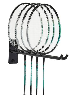 Vegghengi fyrir badminton spaðar. Lengd 46 cm, svartur.