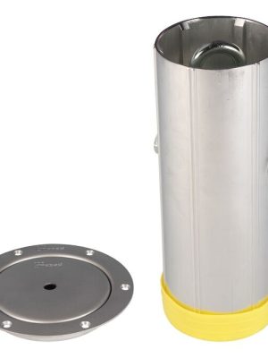 Fimleikahylki fyrir parketgólf. Þar á meðal flans og lok úr ryðfríu stáli.