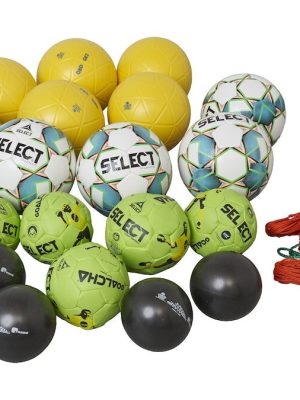 Boltapakki fyrir börn. Pakki með 20 boltum og 1 geymsluneti.