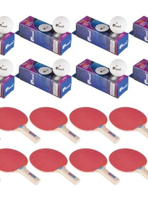 Borðtennissett, 12 skólakylfur og 20 boltar