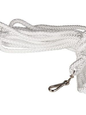 Bogreipi með snúningslið og karabínuknúru 8 m Ø 9 mm úr hvítum fléttuðum nylon