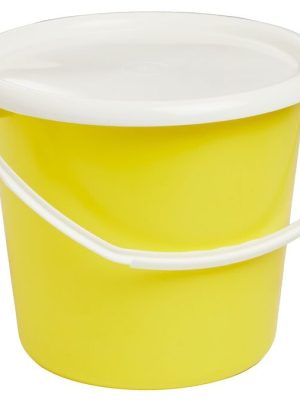 Plastfötu með loki, 5 lítrar. Fyrir merkingarband, baunapoka og þess háttar.