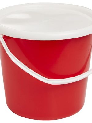 Plastfötu með loki, 5 lítrar. Fyrir merkingarband, baunapoka og þess háttar.