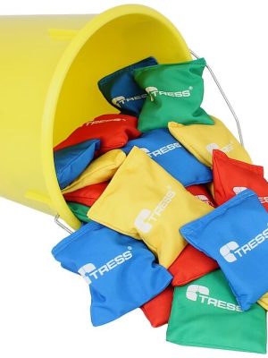 Baunapokar í fötu, 40 stykki. Í litunum rauðum, bláum, gulum og grænum.