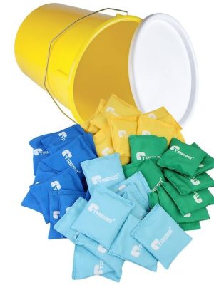 Baunapokar í fötu, 40 stykki. Í litunum svörtum, appelsínugulum, fjólubláum og bleikum.