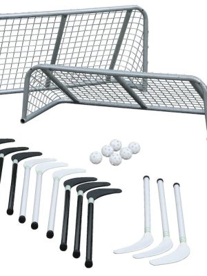 Inniboltasett Schoolyard, 12 kylfur, 6 boltar og 2 mark fyrir skólalóðina.