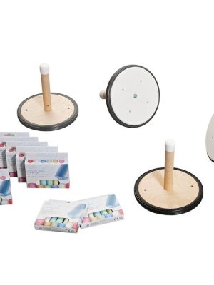 Pedalo asfalts krulluleikur fyrir útiveru, 3 svartir, 3 gráir steinar og 72 krítarstykki.