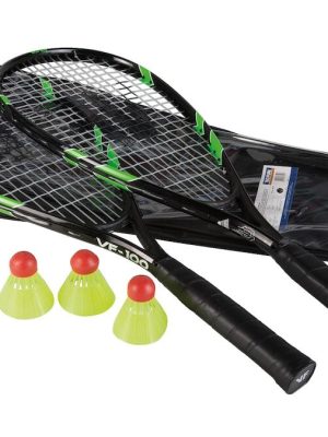 Hraðbadminton VICFUN sett með tveimur spaða og þremur sérstökum „badminton-fjötlum“.