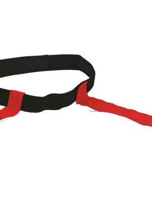 Merkisbelti með tveimur rauðum „fánum“. Beltið mælist 115 x 4 cm.