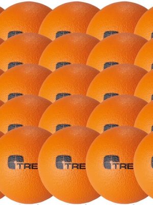 Prikkúlur með húð 18 cm, 25 stk. 25 froðukúlur í appelsínugulum lit.