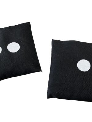 Baunapokar með margföldun (x) og deilingu (÷). Poki með 2. Merki báðum megin.