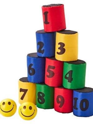 Dósakastleikur, mjúkur settur með 10 dósum og 2 boltum