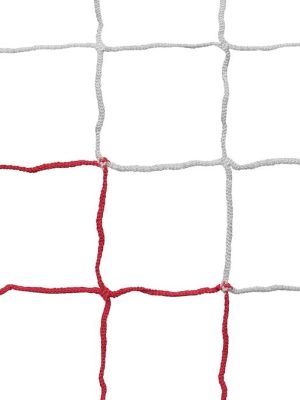 Fótboltanet fyrir 11 manna deildarfótboltamörk, rautt/hvítt 4 mm hvítt PP, 12 cm möskvi, dýpt: 200/200 cm