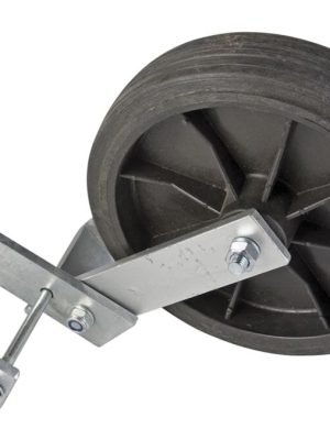 Flutningshjól fyrir 80 x 40 mm sleða, hægra 250 mm hjól með gúmmímynstri og festingu