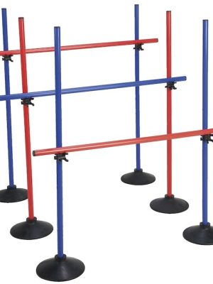 Samsett girðing með 1 kg fótum. Samanstendur af: 2 fótum, 3 stöngum og 2 rimlafestingum.