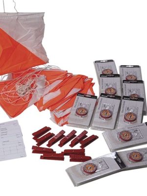 Ratleikjabúnaður í pakka. Sett með 10 áttavita, 10 póstþríhyrningum og rásspjöldum.