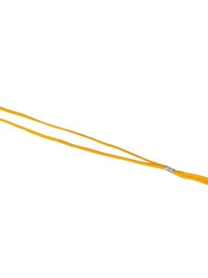 Flautustrengur í gulu með málmspennu. Lengd: 48 cm.