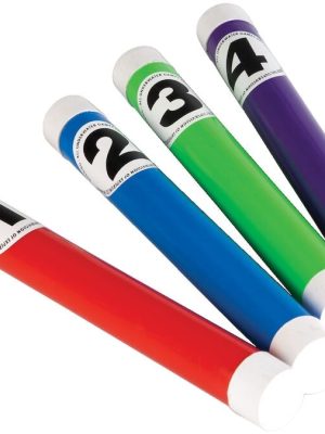 Köfunarstafir, 4 stykki, blár, gulur, rauður og grænn.