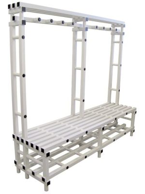 Bekkur með fatahengi 100 x 56 x 185 cm Skápbekkur fyrir sundlaug