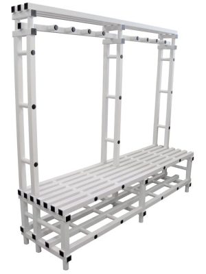 Bekkur með fatahengi 150 x 56 x 185 cm Skápbekkur fyrir sundlaug