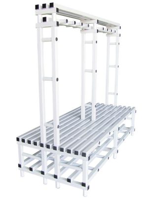 Bekkur með fatahengi 150 x 88 x 185 cm Tvöfaldur fataskápsbekkur fyrir sundlaug