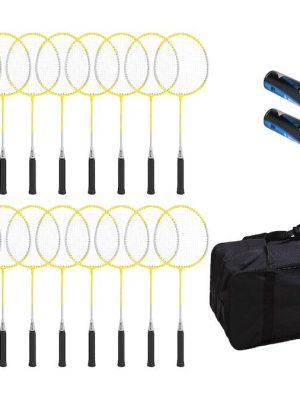 Badmintonsett fyrir skólabörn með 20 spöðum, 12 boltum og 1 poka.