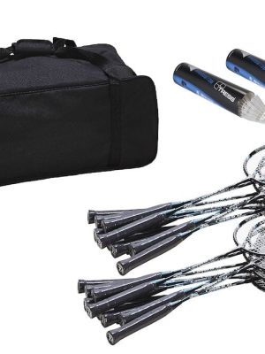 Badmintonsett fyrir skóla, Super 20 sett með 20 kylfum, 12 boltum og 1 poka.