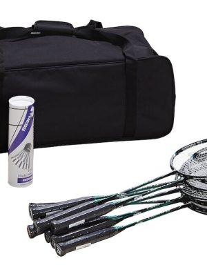 Badmintonsett Dynamic 10 með 10 spöðum, 6 boltum og 1 poka.