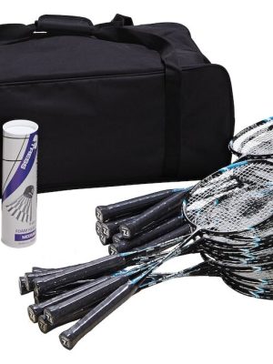 Badmintonsett fyrir börn, 20 stk. með 20 kylfum, 12 boltum og 1 poka.