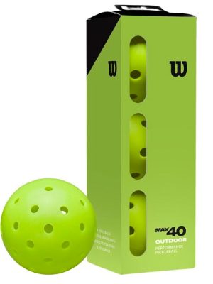 Wilson Max 40 Outdoor Pickleball kúlur, 3 stk., 40 holur, fyrir úti