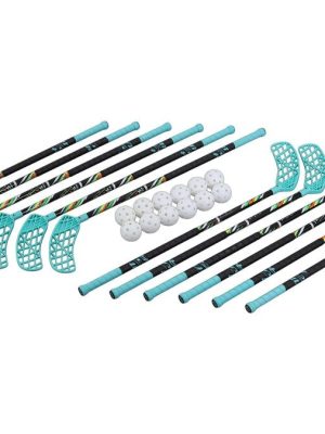 Innileikjasett 80 cm, tyrkisblár, 12 kylfur og 12 boltar