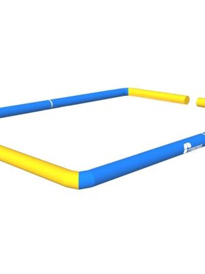 Uppblásanlegur 3 á móti 3 fótboltavöllur, þar á meðal dæla og viðgerðarsett.