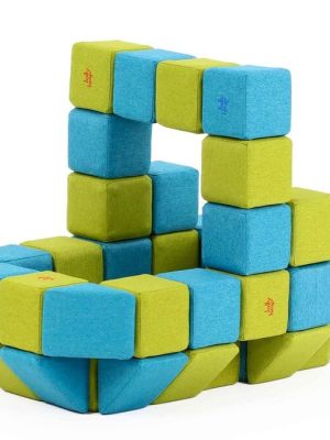 Segulkubbar - Miðlungsstórt sett 1126 50 kubbar, grænir og bláir