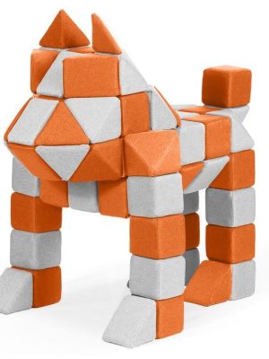 Segulkubbar - Miðlungsstór sett 1425 50 kubbar, beis og appelsínugulir