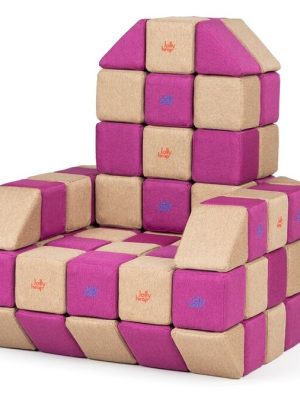 Segulkubbar - Miðlungsstór sett 1621 50 kubbar, gulir og fjólubláir