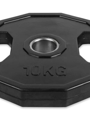 Þyngdarplata úr gúmmíi 10 kg, hornrétt. Gatþvermál: 50 mm.