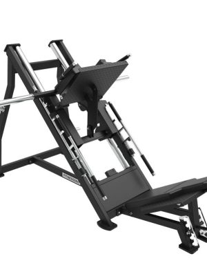 Tvöföld hnébeygja/línuleg fótapressa - hlaðin með plötu