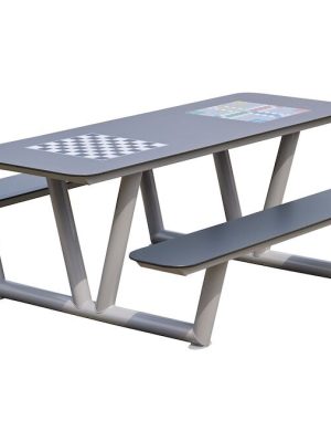 Stálborðbekksett með tveimur spilaborðum