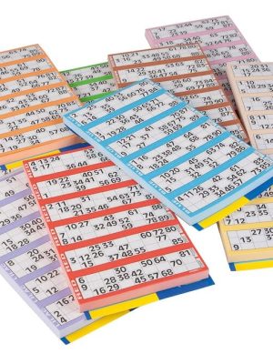 Bingóborð, sett með 6000 samsetningum, 10 kubbar með 600 borðum.