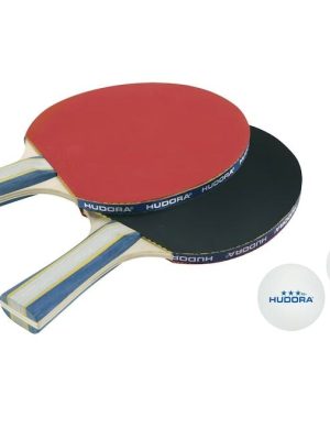 HUDORA borðtennissett Sett með tveimur borðtenniskylfum og þremur borðtennisboltum